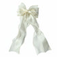 Oversized Satin Bow Hair Clip with Long Ribbon Tails and Glossy Finish