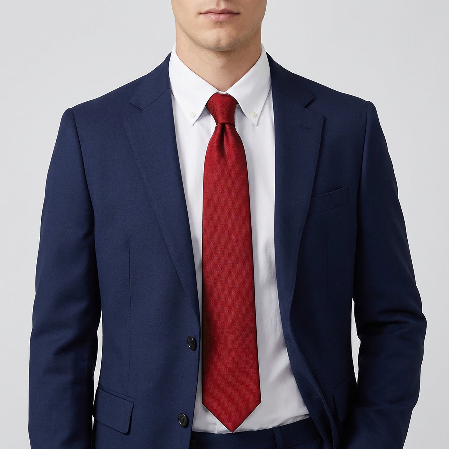 Men's Solid Smooth Finish Tie Classic Necktie 57 Inch Length 3.1 Inch Width Formal Business Accessory