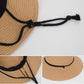 Wide Brim Straw Sun Hat with Chin Strap and Black Cord Detail for Outdoor Protection and Stylish Shade