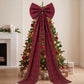 Large Plaid Christmas Bow with Long Ribbon Tails