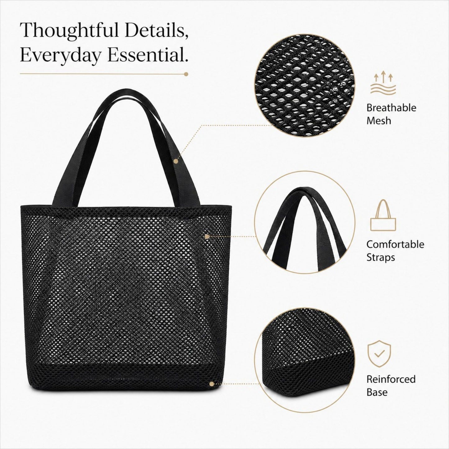 Large Mesh Tote Bag with Comfortable Shoulder Straps