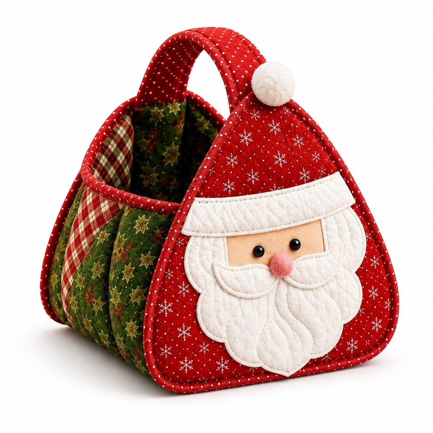 Christmas Santa Quilted Carry Basket DIY Sewing Kit