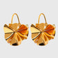 Artistic Pleated Drop Earrings - Brass Statement Earrings