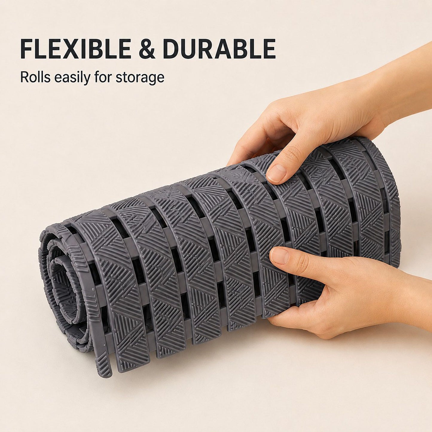 Slatted Nonslip Shower Mat Quick Drain Bath Mat 15.7 x 27.6 Inches