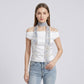 Lightweight Sheer Skinny Scarf with Marble Print and Finished Edge Detail