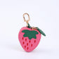 Pear Pouch Bag Charm with Zipper Closure and Gold Tone Clip