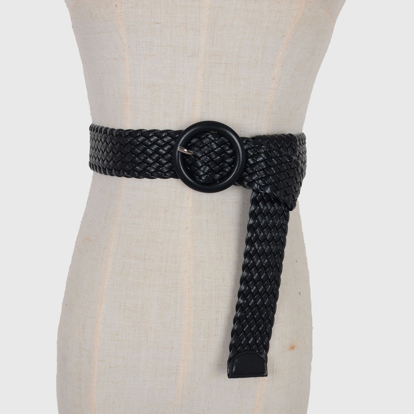 Sleek Woven Women's Belt with Plastic Buckle