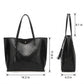 Large Faux Leather Shoulder Tote Bag with Tassel and Magnetic Snap Closure