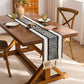 Textured Woven Table Runner with Fringe Edges and Bohemian Stripe Pattern 47x11.8 in