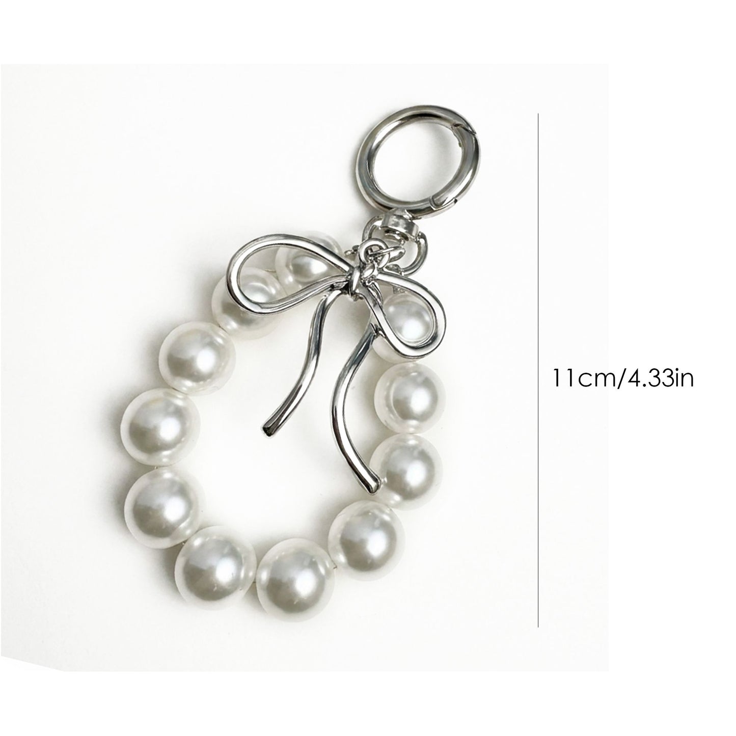 Beaded Bow Keychain with Round Bead Loop and Metal Clip Bag Charm