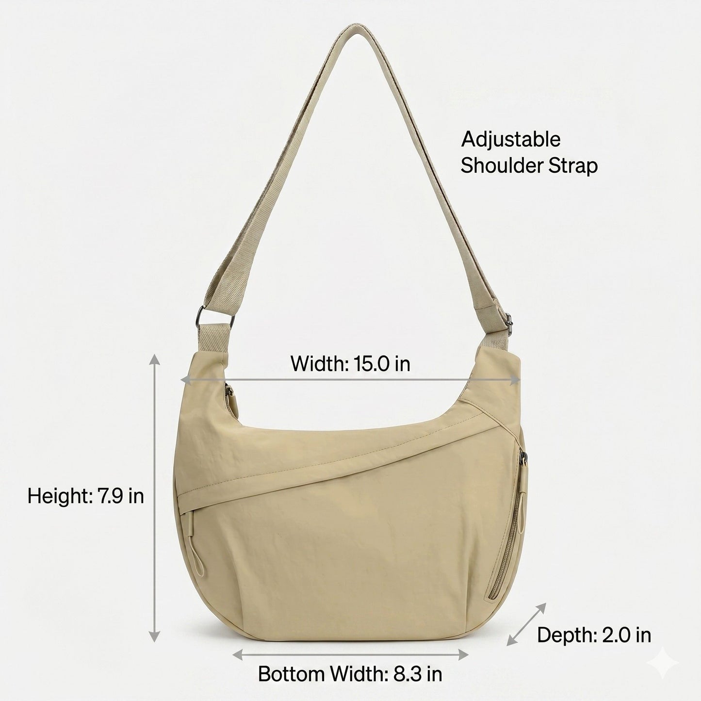 Nylon Crossbody Bag with Adjustable Strap Lightweight Shoulder Sling Bag with Zip Pockets