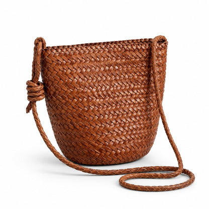 Woven Crossbody Bucket Bag - Stylish Summer Shoulder Purse for Vacation