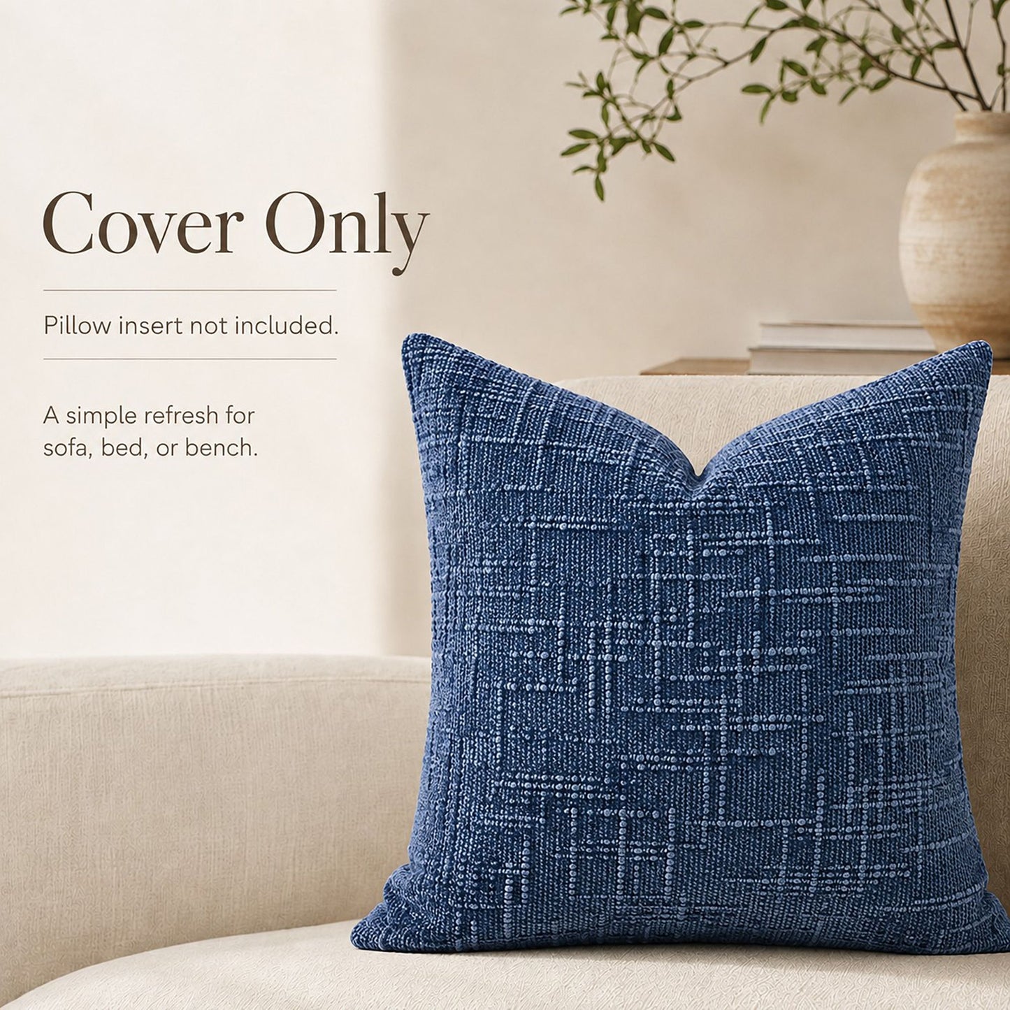 Textured Geometric Decorative Throw Pillow Cover Soft Accent Cushion Cover for Sofa Bed