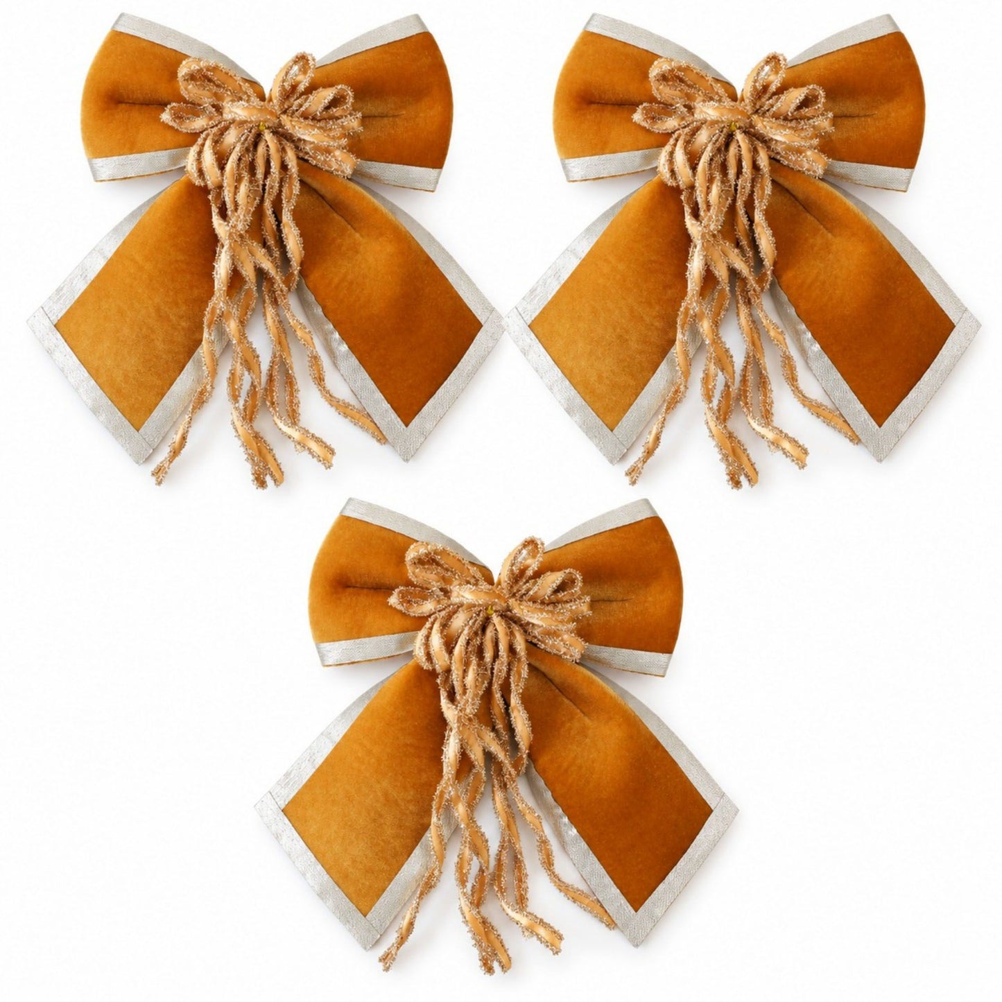 3ct Fabric Christmas Bow Decorations with Gold Trim Burgundy