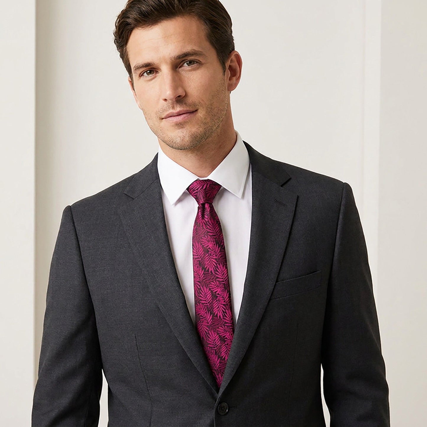 Men's Floral Print Tie with Woven Botanical Pattern and Classic Tapered Design