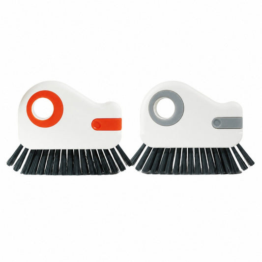2-Piece Handheld Window Track Cleaning Brush with Built-In Scraper for Grooves, Sills and Tight Spaces