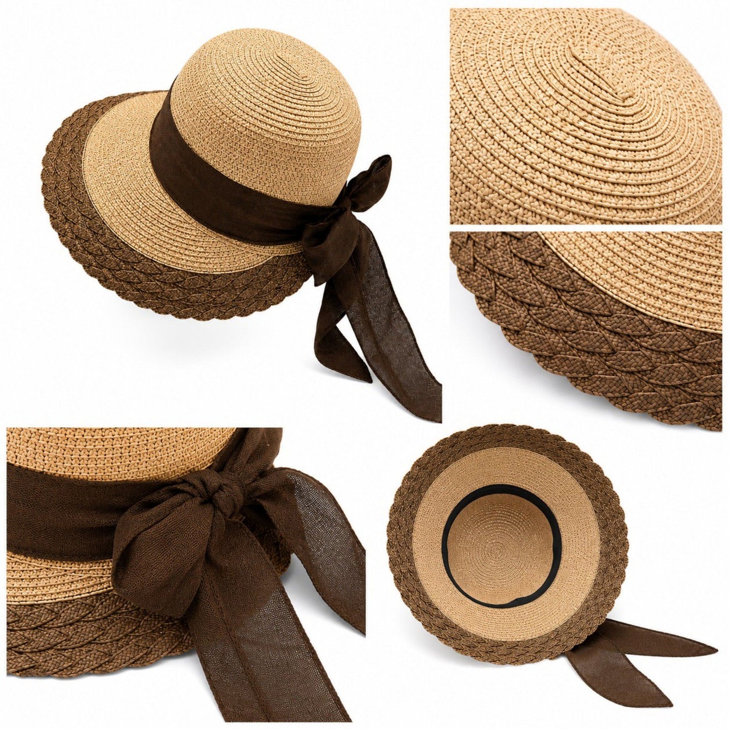 Summer Sun Hat for Women - Wide Brim Straw Hat with Elegant Bow Detail