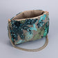 Floral Embroidered Sequin Shoulder Bag with Chain Strap Curved Silhouette