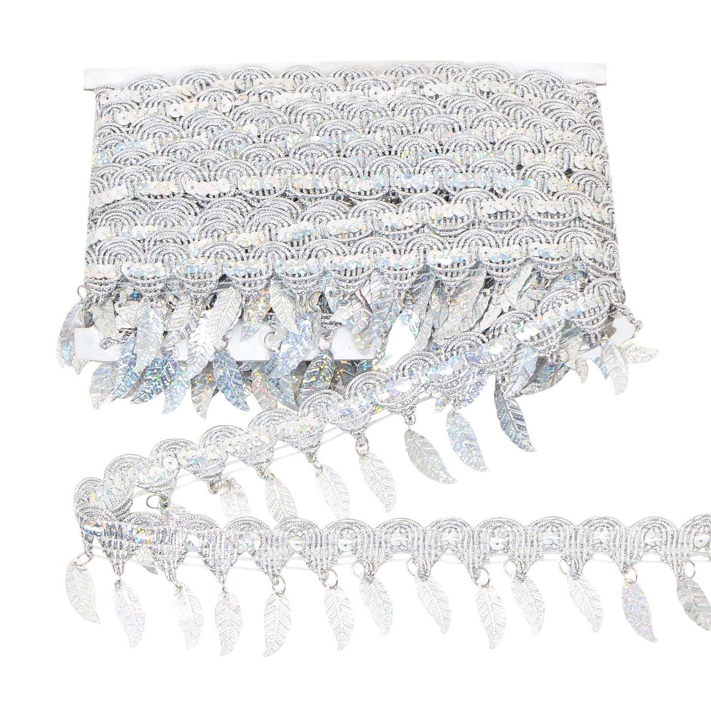 Sewing Fringe Trim, 11 Yards Leaf Tassel Sequin Trim Metallic Braided Lace Ribbon for DIY Craft Party Costume Curtain Decoration