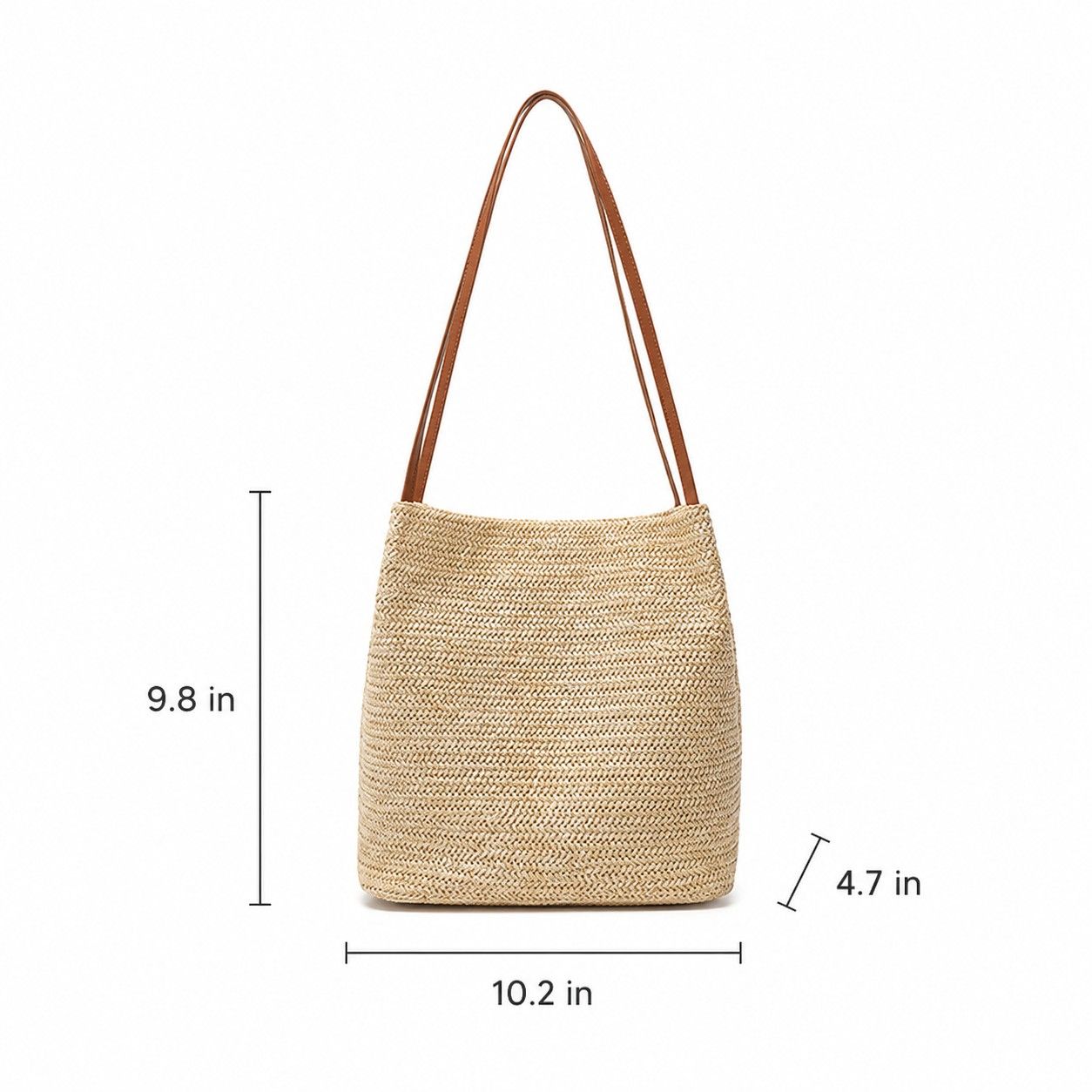Woven Look Bucket Shoulder Bag with Magnetic Closure and Long Strap
