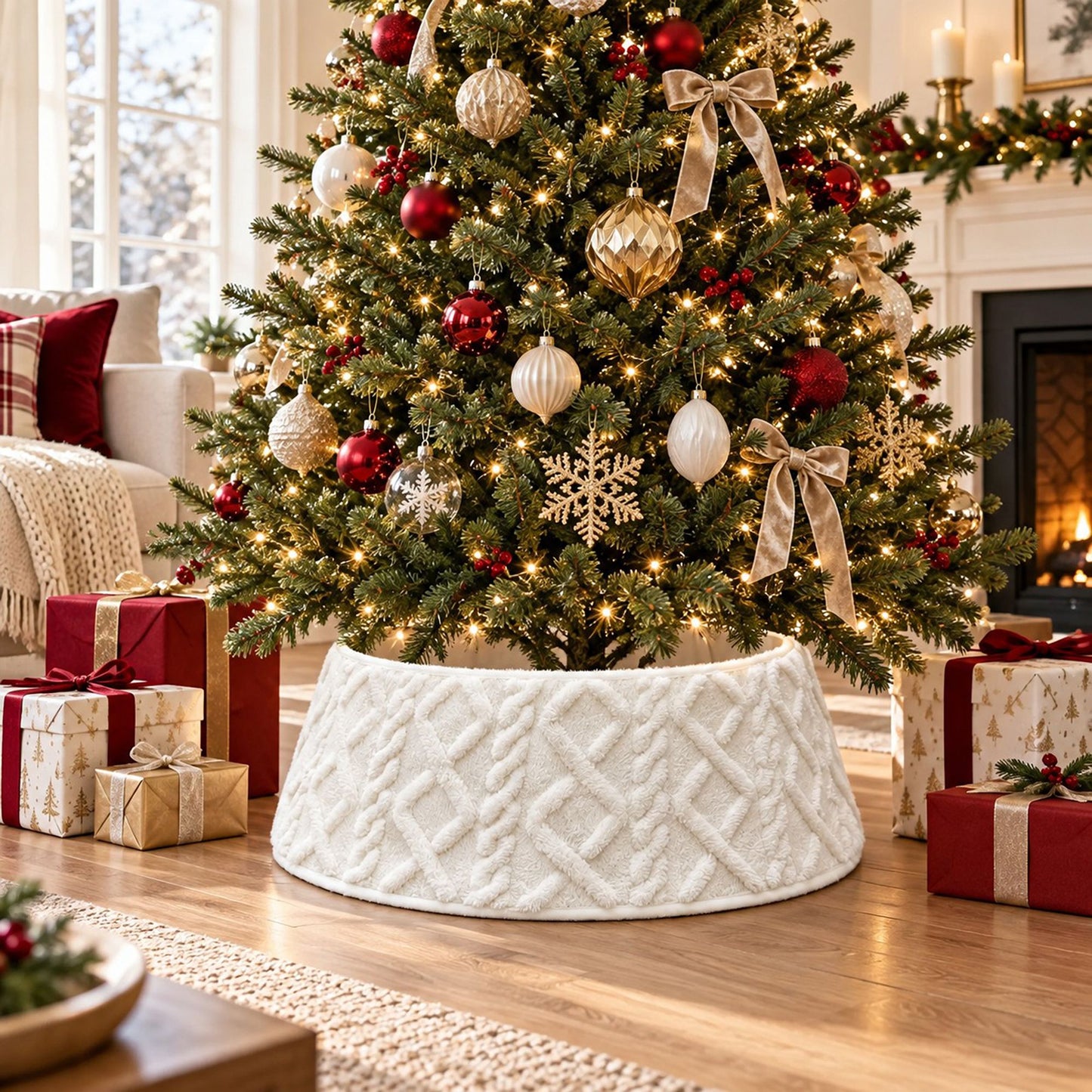 Plush Cable Textured Christmas Tree Collar