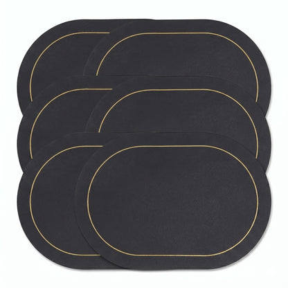 6 Piece Oval Faux Leather Placemat Set Waterproof Heat Resistant Table Mats
