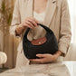 Nylon Mini Hobo Shoulder Bag with Snap Flap Closure and Compact Crescent Silhouette