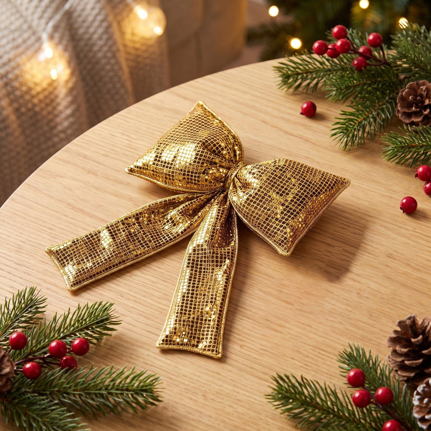 5pc Shimmering Christmas Bow Hanging Ornaments
