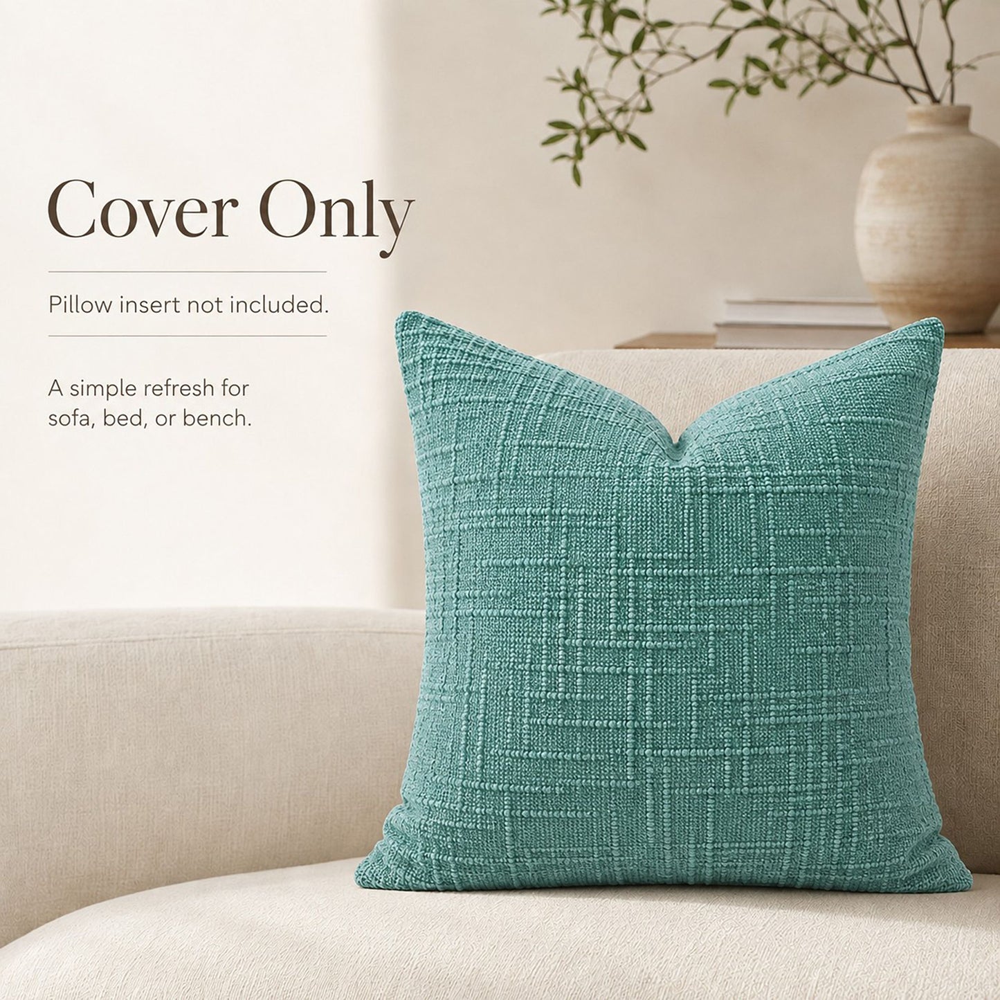 Textured Geometric Decorative Throw Pillow Cover Soft Accent Cushion Cover for Sofa Bed