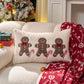 Christmas Plush Textured Lumbar Pillow Cover Gingerbread Snowflake Holiday Decor for Sofa Bed