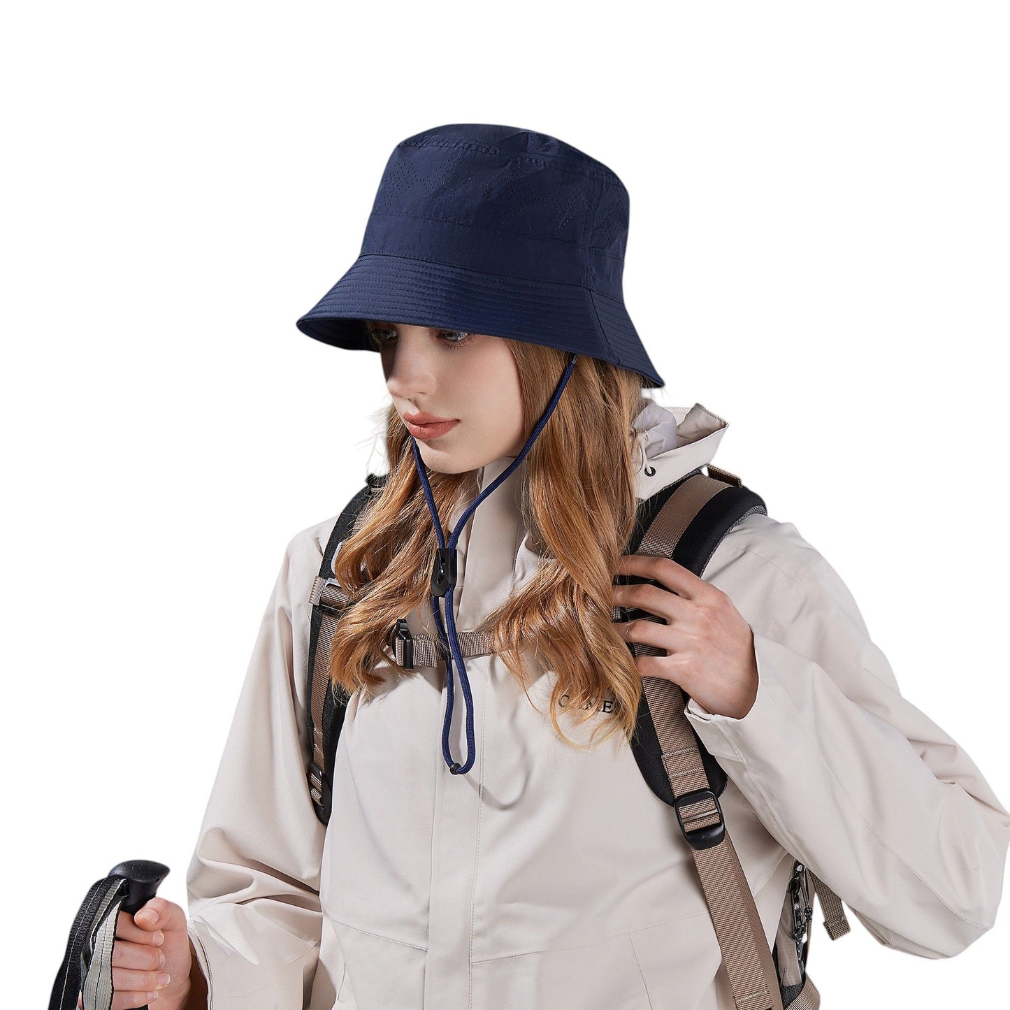 Lightweight Packable Bucket Hat with Ventilated Crown Chin Strap and Adjustable Fit for Travel Hiking and Outdoor Use