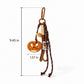 Pretzel Keychain Bag Charm with Brown Cord Tassel Carabiner Clip and Gold Tone Accent