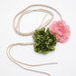 Dual Fabric Flower Braided Wrap Waist Belt Adjustable Floral Statement Waist Jewelry 43.3in