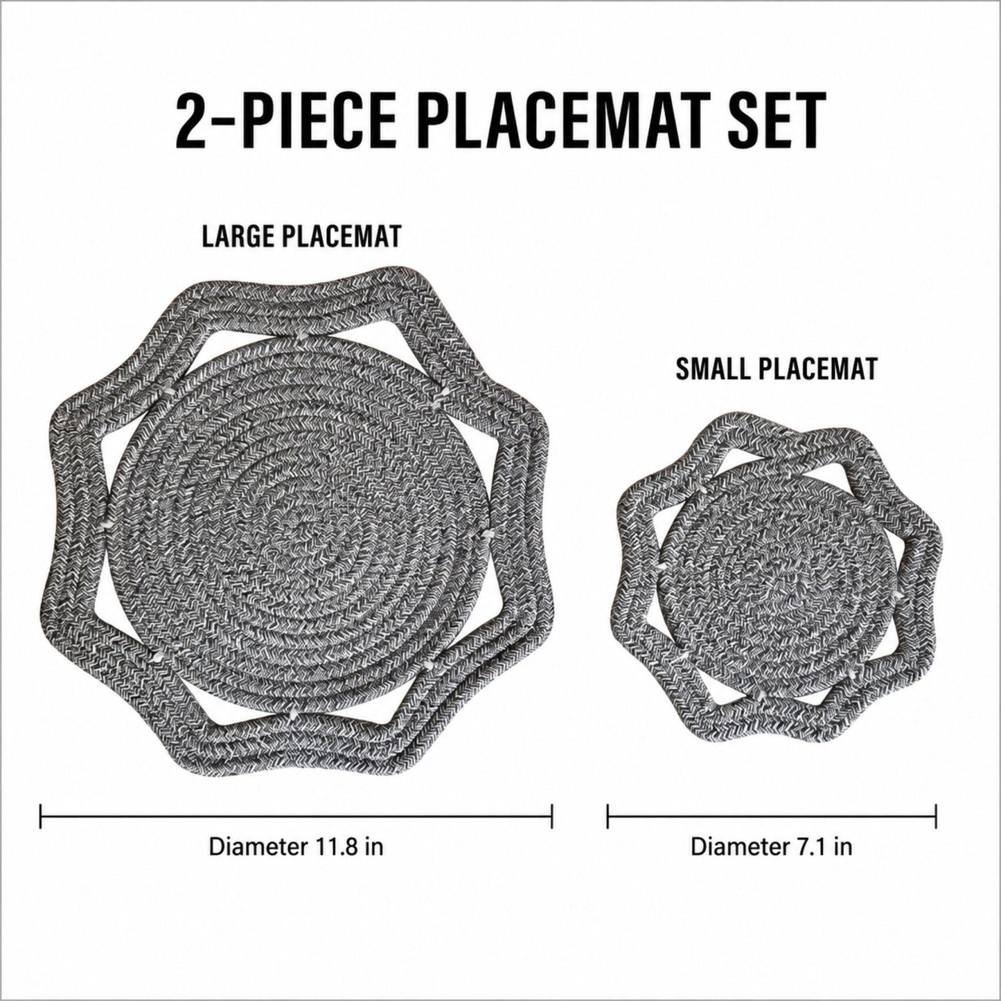 Woven Cotton Cord Octagonal Placemat and Coaster 2-Piece Set