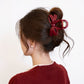 2pcs Glossy Bow Hair Claw Clip with Curved Design and Strong Spring Grip 3in