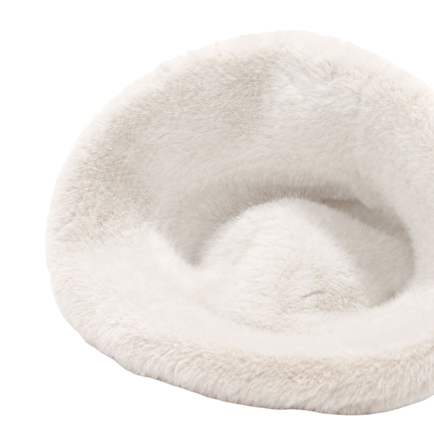 Faux Suede Bucket Hat with Faux Fur Trim Winter Hat