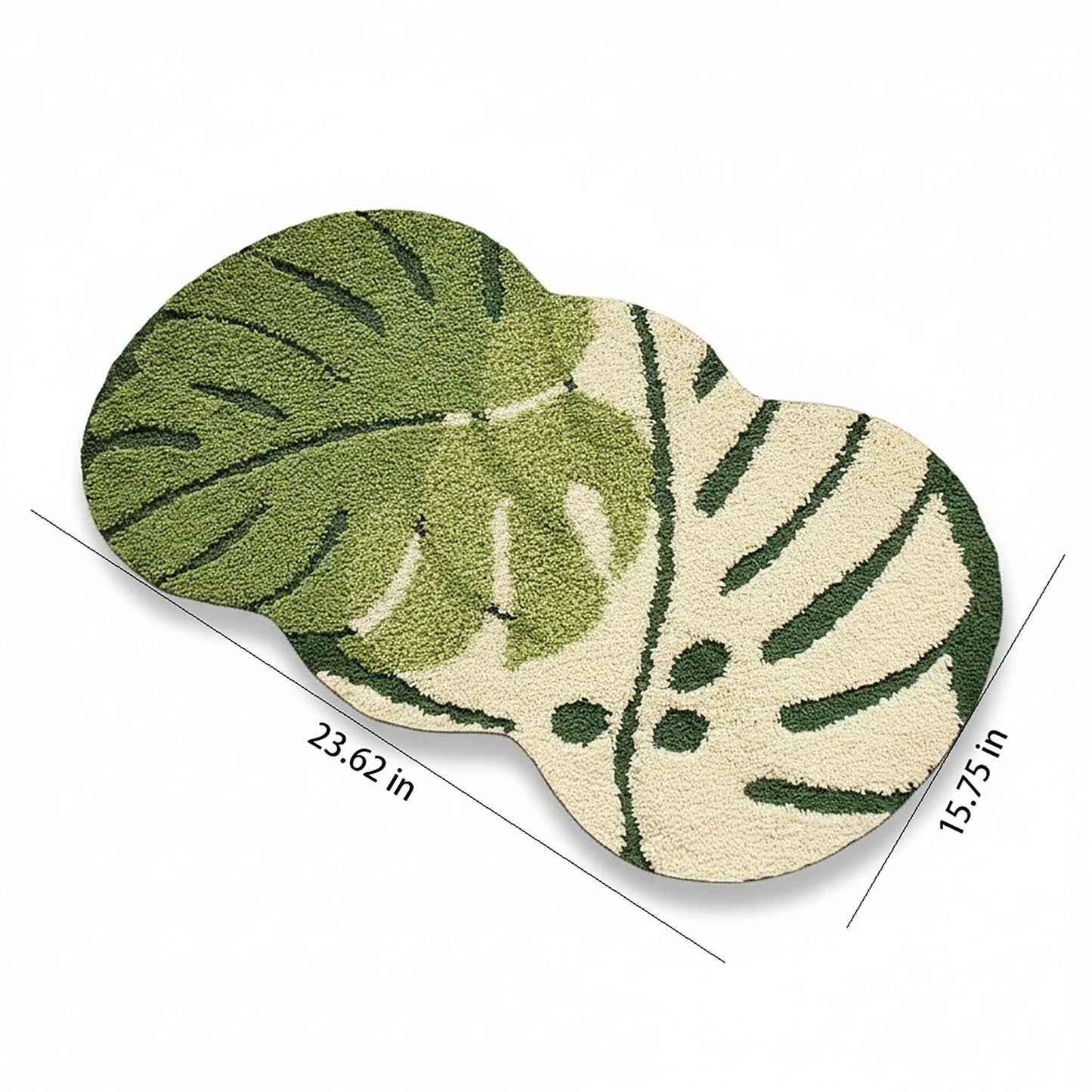 Tufted Floor Mat with Tropical Leaf Pattern Non Slip Backing Soft Plush Decorative Indoor Entryway Bathroom Rug
