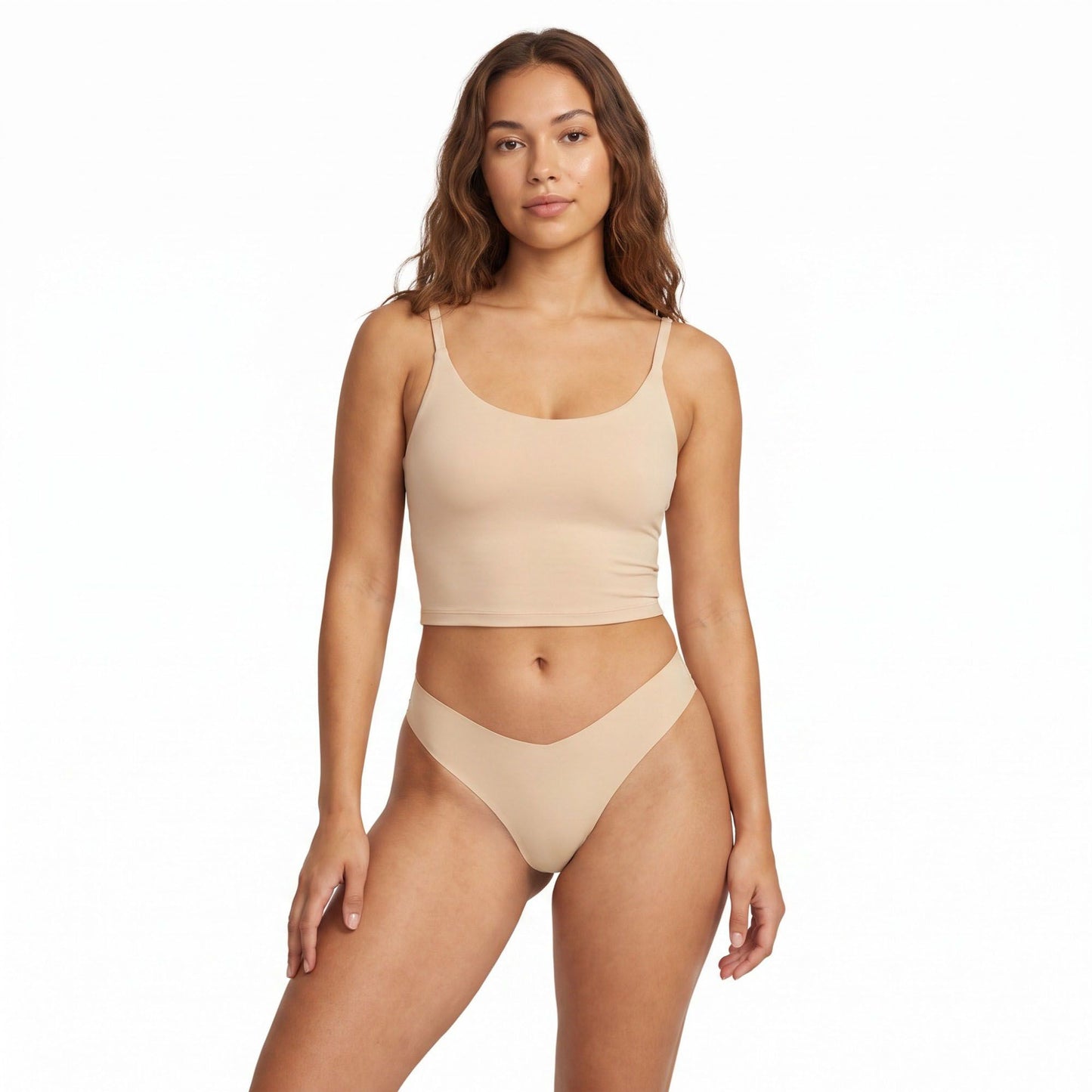 2 Pack Seamless Hipster and Thong Underwear Set