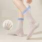 5 Pairs Women's Breathable Lace-Knit Crew Socks with Colored Cuffs Soft Lightweight Anti-Odor for Casual Wear