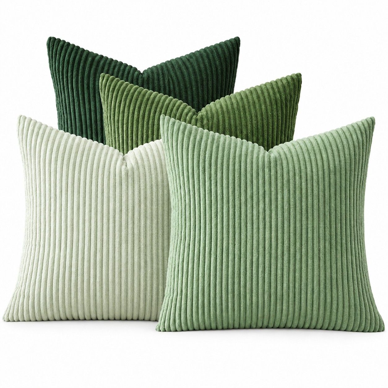 4 Pack Corduroy Throw Pillow Covers 18 x 18 Inch Wide Stripe Texture