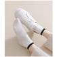 3-Pack Ribbed Ankle Socks with Contrast Color Cuffs Soft Cotton Stretch Design