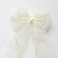 Sheer Polka Dot Bow Hair Clip with Layered Tulle Design and Long Ribbon Tails