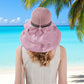 Wide Brim Mesh Sun Hat with Back Bow UV Protection Foldable Travel Hat for Women Outdoor Summer Style