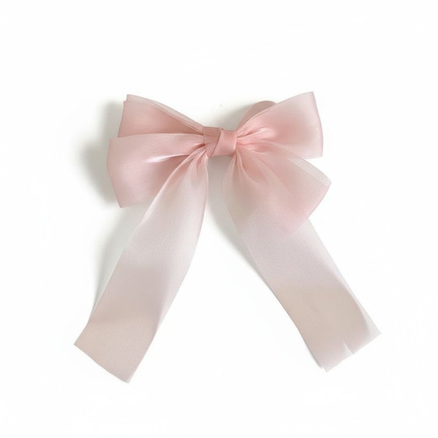Oversized Satin Bow Hair Clip with Long Ribbon Tails and Glossy Finish