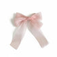 Oversized Satin Bow Hair Clip with Long Ribbon Tails and Glossy Finish