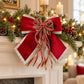 3ct Fabric Christmas Bow Decorations with Gold Trim Burgundy