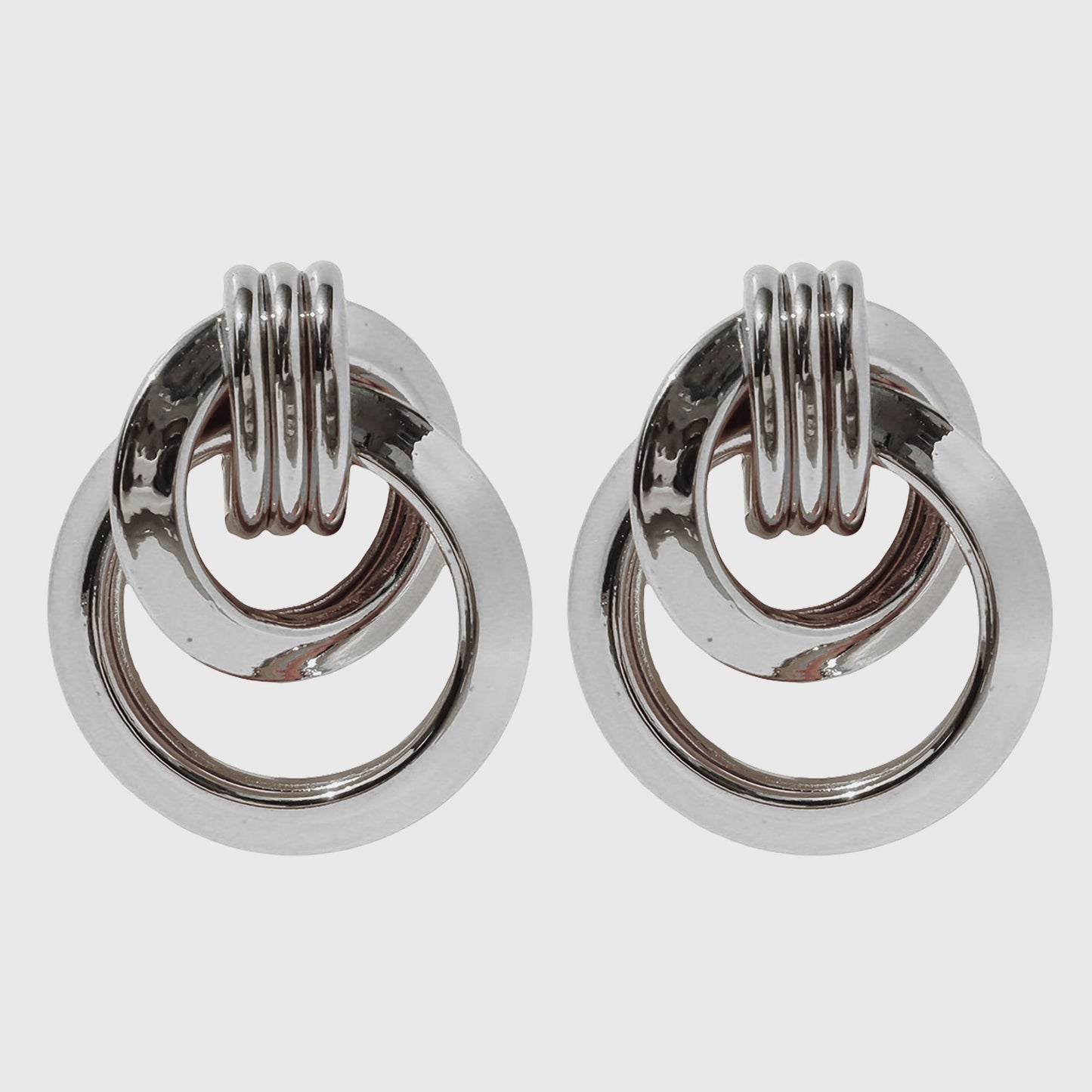 Women's Brass Interlocking Circle Earrings