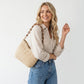 Woven Shoulder Bag with Chain Strap Zip Closure and Interior Slip Pocket