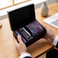 Men's Paisley Pattern Tie Gift Set with Matching Pocket Square Cufflinks and Silver Tie Clip