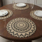 4 Piece Boho Round Placemat Set Woven Look Heat Resistant Table Mats for Dining Table